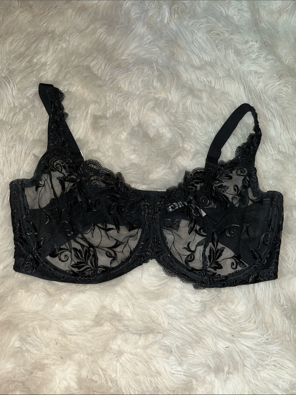 Soma Sheer Black Embroidered Underwire Bra